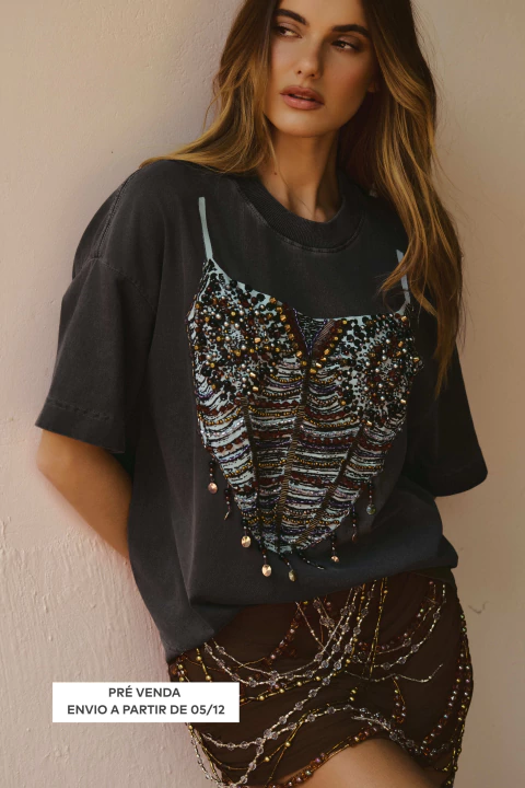 T-SHIRT TOP CORSET BORDADA - comprar online