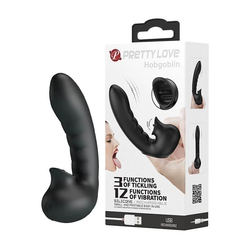 DEDEIRA ESTIMULADORA DE PONTO G E CLÍTORIS EM SILICONE COM 12 VIBRAÇÕES HOBGOBLIN