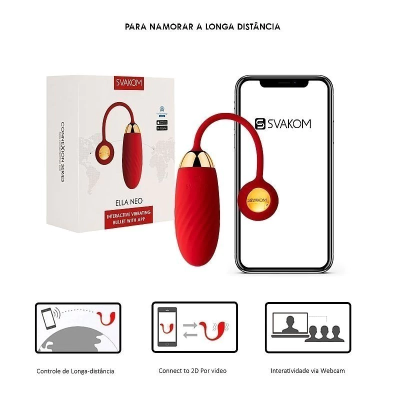 VIBRADOR RECARREGÁVEL COM CONTROLE POR APLICATIVO E FUNÇÃO DE INTERATIVIDADE COM 10 MODOS DE VIBRAÇÃO ELLA