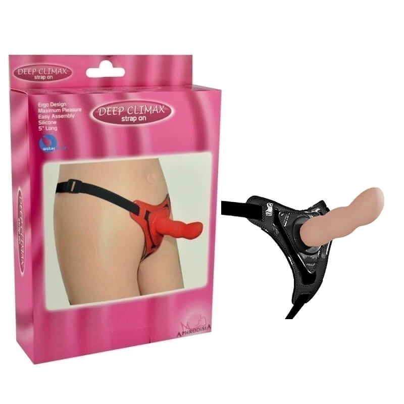 CINTA PENIANA COM PENETRADOR EM SILICONE ESCALONADO 13 CM BEGE