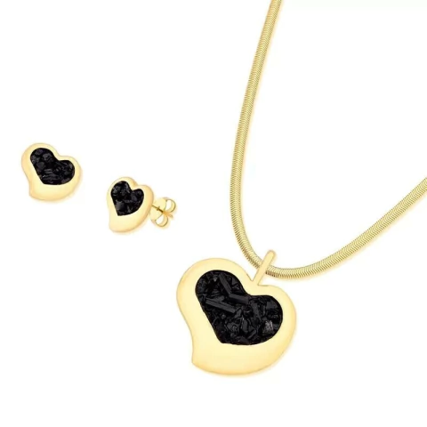 Conjunto Fragmentos Coração - Banho Ouro 18k - loja online