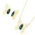 Conjunto Garden Borboleta Esmeralda - Banho Ouro 18k