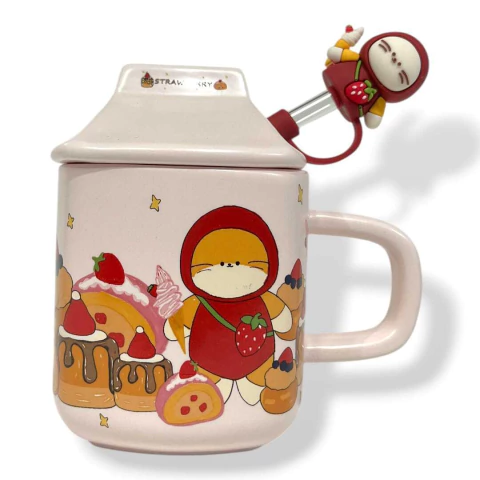 Taza Importada Cerámica con tapa gato disfrazado. Incluye Cucharita - comprar online