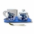 Set de Desayuno Blanco/Celeste Floral. Taza bombé + azucarera + bandeja Recta. - comprar online