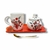 Set de Desayuno Blanco/Rojo Floral. Taza bombé + azucarera + bandeja Recta. - comprar online