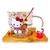 Taza de vidrio con platito madera - Hello Kitty con osito - comprar online