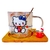 Taza de vidrio con platito madera - Hello Kitty con flores - comprar online