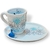 Juego Desayuno Celeste Margaritas. Taza bombé + bandeja oval. - comprar online