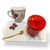 Set Desayuno Mariposa. Taza de té blanca + Bandeja recta + Azucarera roja. - comprar online