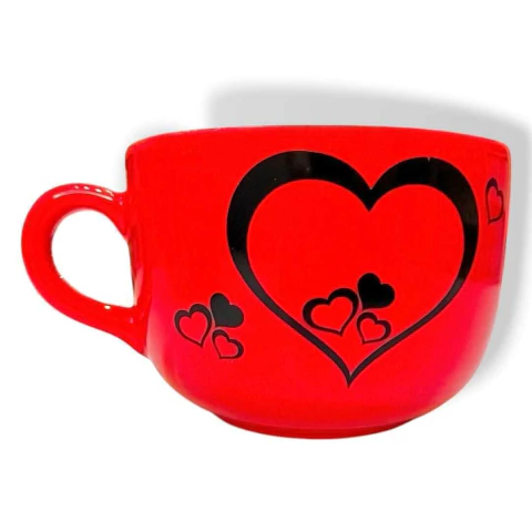 Tazón Rojo con corazones negros II - comprar online