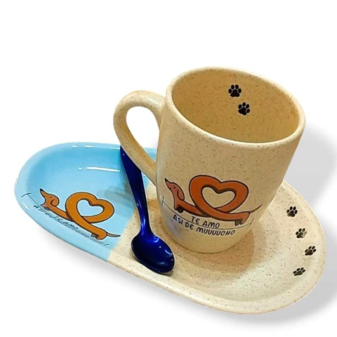 Set de Desayuno Salchicha frase "Te amo así de mucho" - comprar online