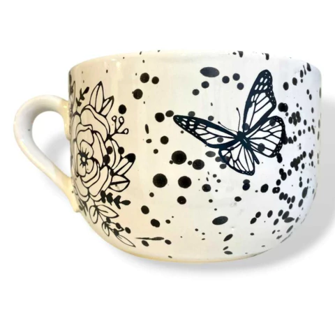 Tazón blanco Mariposas y Flores - Diseños varios. - comprar online