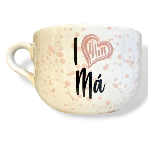 Tazón blanco con pintitas rosas I Love Má - comprar online