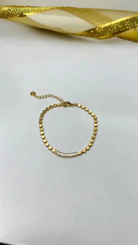 Pulseira Bolinha com Zircônias Banhada a Ouro 18k
