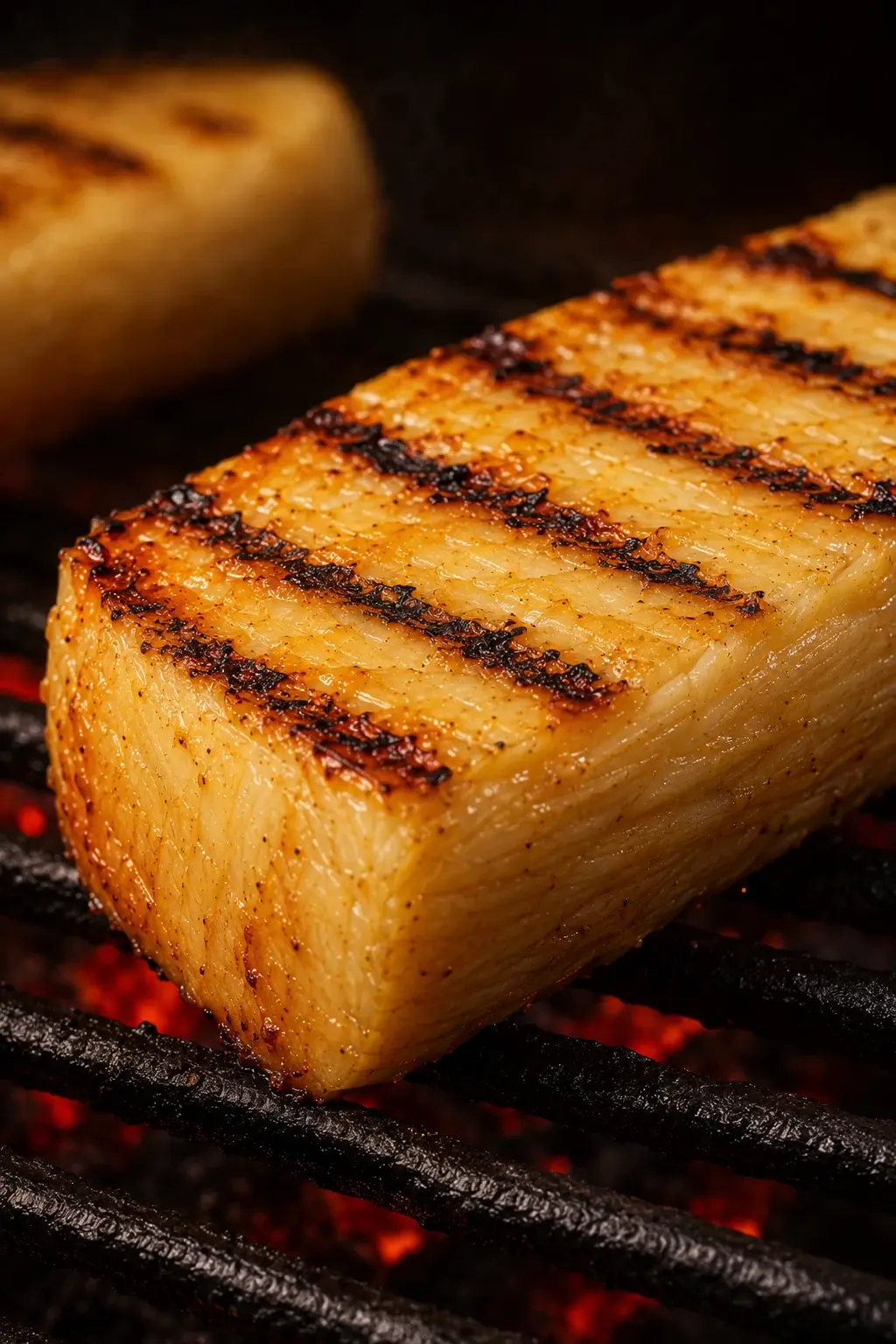 Palmito Pupunha Grill dourado sobre a grelha
