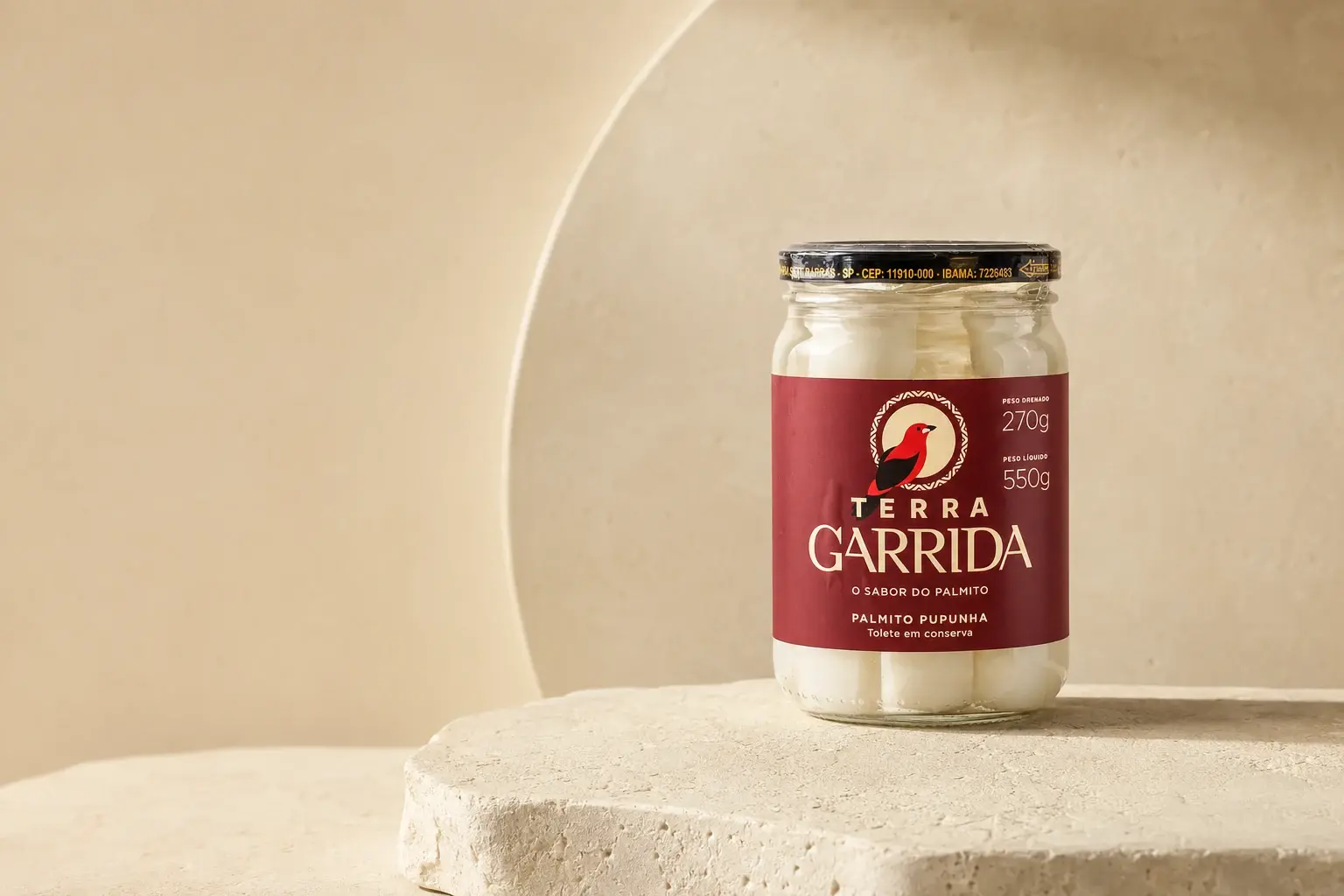 Palmitos Terra Garrida servidos à mesa