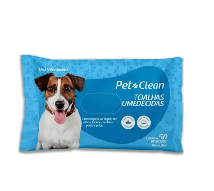 Toalhas Umedecidas Pet Clean - Para Cães e Gatos - 50 unidades - Pet Clean