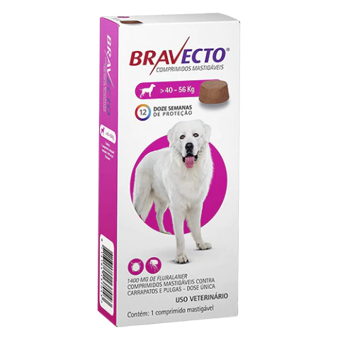 Antipulgas e Carrapatos MSD Bravecto - Cães de 40 a 56kg - 1400mg