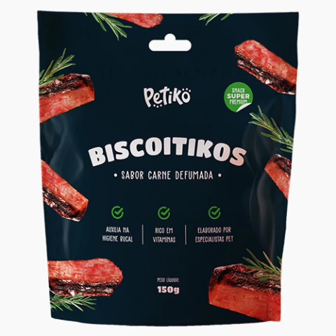 Petisco Biscoitikos sabor Carne Defumada - Para Cães - 150g - Petiko - comprar online