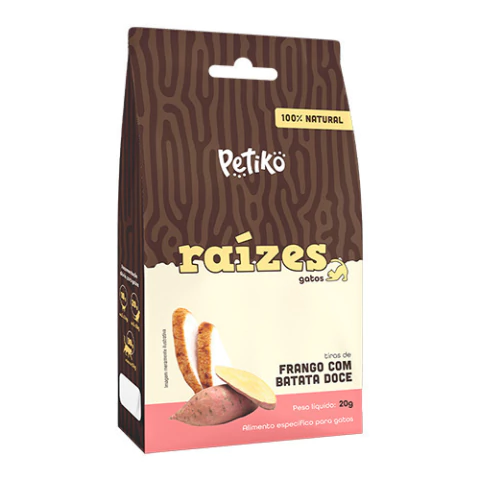 Petisco Natural Desidratado Raízes sabor Frango com Batata Doce - Para Gatos - 20g - Petiko - comprar online