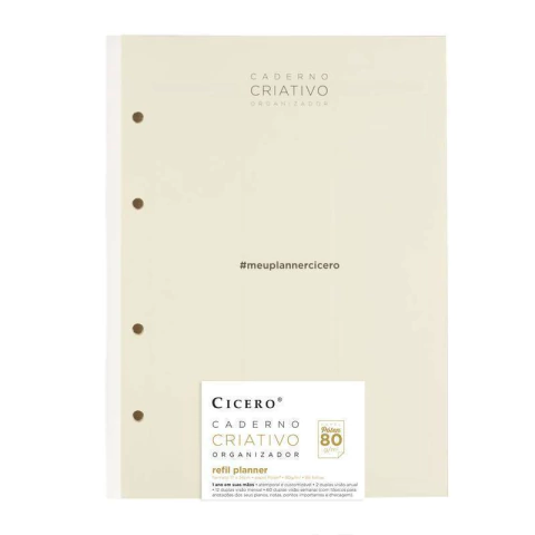 Refil Caderno Criativo Argolado Cicero 101Fls, Polén 80g Planner Semanal 17x24