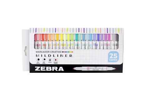Marca Texto Zebra Mildliner Ponta Dupla - CX C/ 25