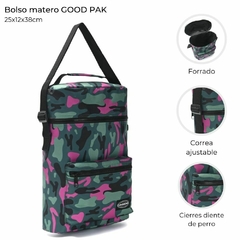 BOLSO MATERO * CAMUFLADO MILTAR Y FUCSIA/ CON CIERRE NEGRO* GOOD PAK COD:38523