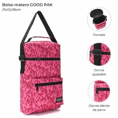 BOLSO MATERO * FLAMAS FUCSIA/ CON CIERRE NEGRO* GOOD PAK COD:38524