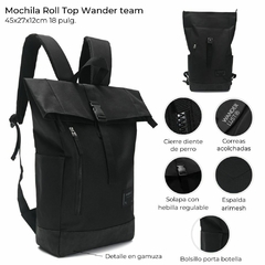 MOCHILA ROLL TOP WANDER TEAM *NEGRO* COD:38590