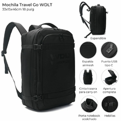 MOCHILA VIAJERA ( NEGRO )//cod:38603