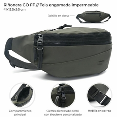 RIÑONERA GO FF *VERDE MILITAR*//TELA ENGOMADA IMPERMEABLE COD:38790