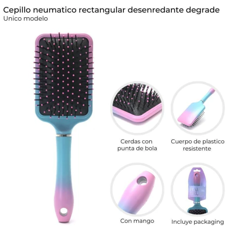 CEPILLO NEUMÁTICO RECTANGULAR DESENREDANTE DEGRADÉ// COD: 38858