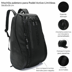MOCHILA PALETERO PARA PADEL ACTIVE LIMITLESS *NEGRO*// COD:39120