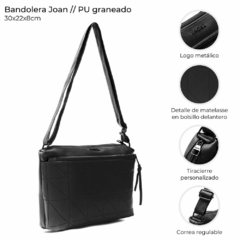 BANDOLERA JOAN 2 CIERRES *NEGRO*//PU GRANEADO//COD:39257