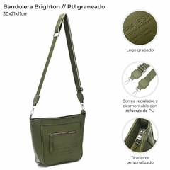 BANDOLERA BRIGHTON *VERDE OLIVA*//PU GRANEADO//COD:39295