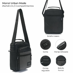 MORRAL URBAN MODE //MANIJA NREFORZADA//*NEGRO C/ GRIS*//COD:39367