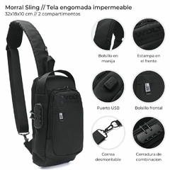 MORRAL SLING *NEGRO*//TELA ENGOMADA IMPERMEABLE//COD:39540