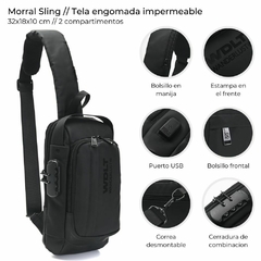 MORRAL SLING CLASICO*NEGRO*// IMPERMEABLE//COD:39541