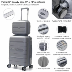VALIJA 20¨//BEAUTY CASE 14¨// PP RESISTENTE// MELANGE MATE//COD: 39764