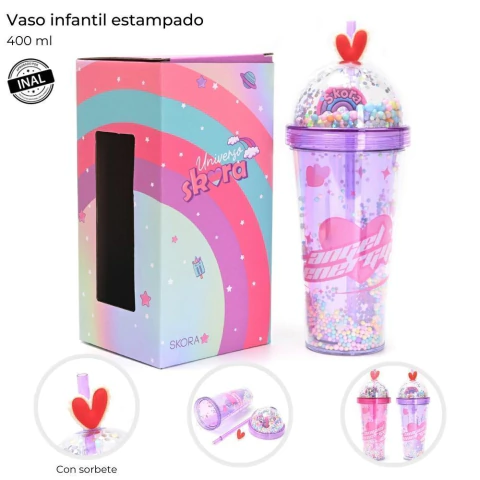 Vaso Infantil Estampado 400 ml con Sorbete // Cod: 40735 - comprar online