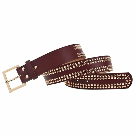 Cinturón SKR// Bordó con Tachas Doradas//Cod:36127 - comprar online