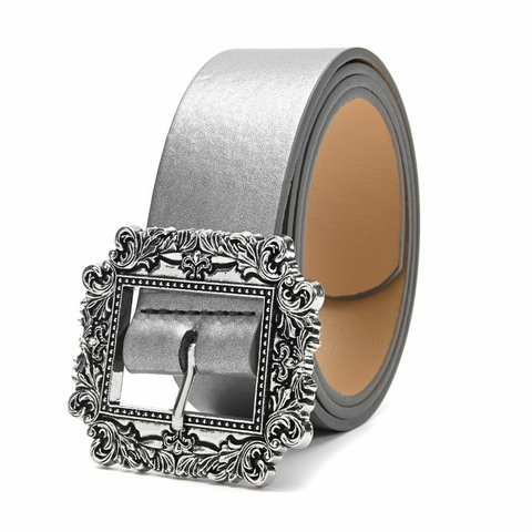Cinturón SKR// Plateado con Hebilla Barroca//Cod: 36141 - comprar online