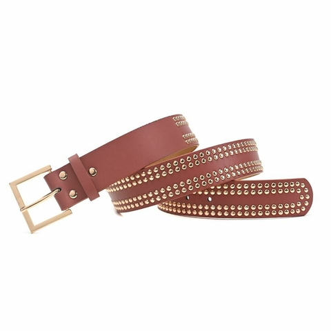 Cinturón SKR// Terracota con Tachas Doradas//Cod: 36135 - comprar online