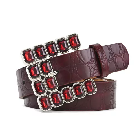 Cinturón de Cuero Premium SKR// con Hebilla de Cristales Rojos//cod:36123 - comprar online