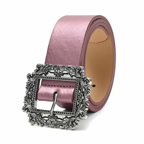 Cinturón SKR Violeta Metalizado con Hebilla Barroca Plateada//Cod: 36133 - comprar online
