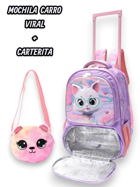 Mochila carro Virales Will gato con gafas + CARTERITA - comprar online