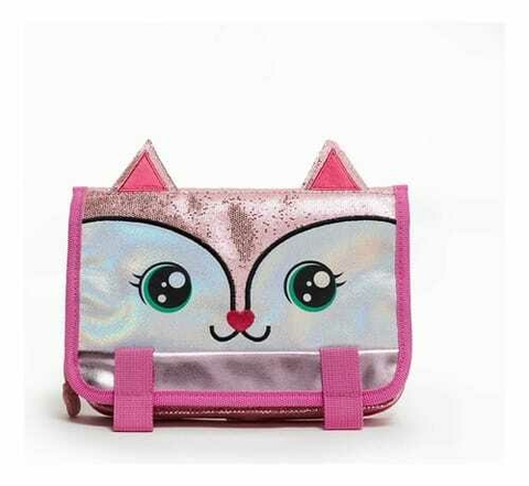 CARTUCHERA * LITTLE & FUNNY * ( gatito brillo Pink )