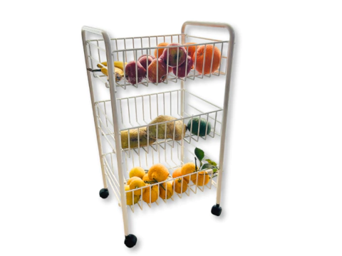 CARRO VERDULERO 3 ESTANTES RUEDAS BLANCO