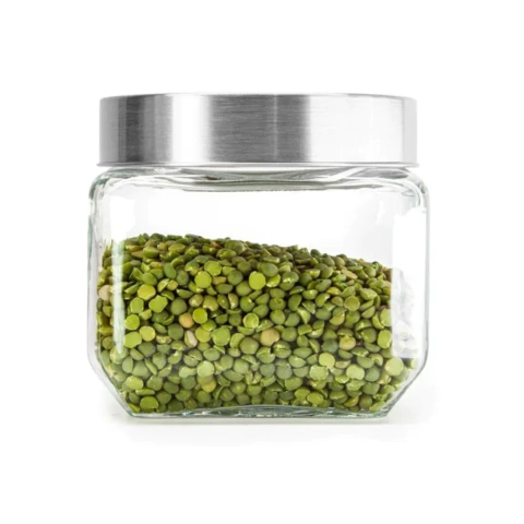 FRASCO CUADRADO VIDRIO TAPA ACERO 800 ML - comprar online