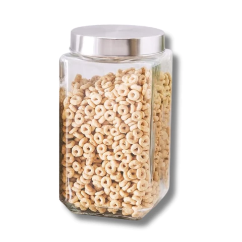 FRASCO CUADRADO VIDRIO TAPA ACERO 2100 ML - comprar online